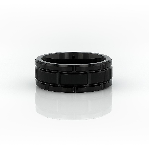 Link Wedding Ring in Black Tungsten Carbide (8 mm)