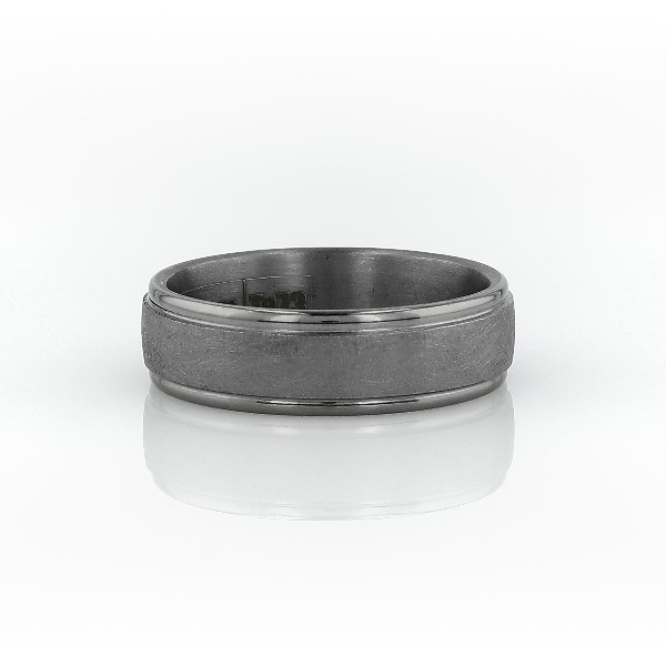 Round Edge Swirl Finish Wedding Ring in Tantalum (6.5 mm)