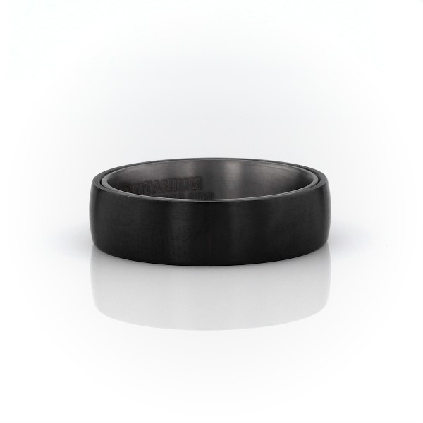 Matte Wedding Ring in Black Titanium and Tantalum (6.5 mm)