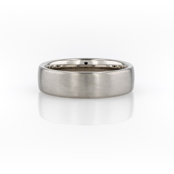 Matte Modern Comfort Fit Wedding Ring in 14k White Gold (6.5mm)