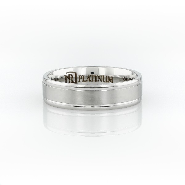 刷亮鑲嵌鉑金結婚戒指 （6 毫米）