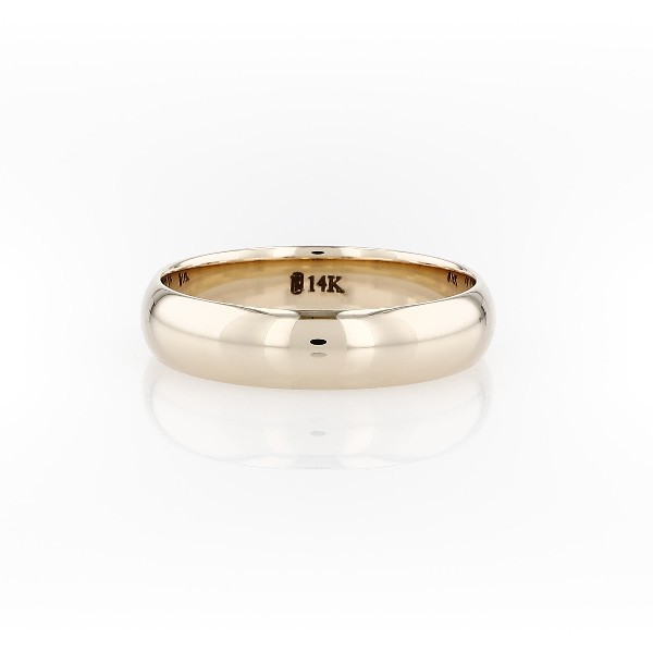 中量內圈卜身設計 14k 黃金結婚戒指（5 毫米）
