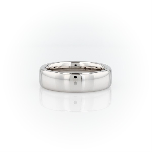14k 白金低拱内圈圆弧形设计结婚戒指（4 毫米）