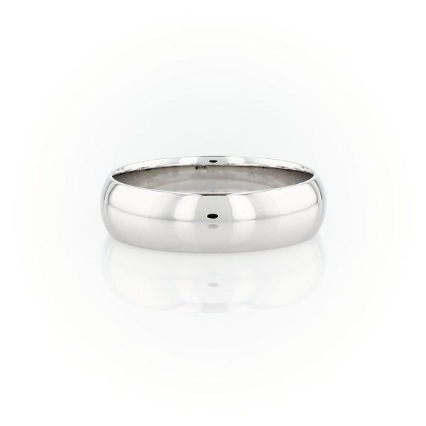 14k 白金中量内圈圆弧设计结婚戒指（6 毫米）