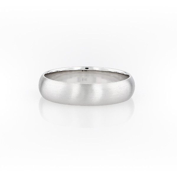 Matte Mid-weight Comfort Fit Wedding Ring in 14k White Gold (5 mm)