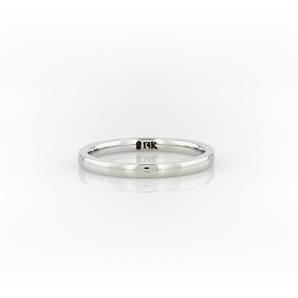 14k 白金低拱内圈圆弧形设计结婚戒指（2 毫米）