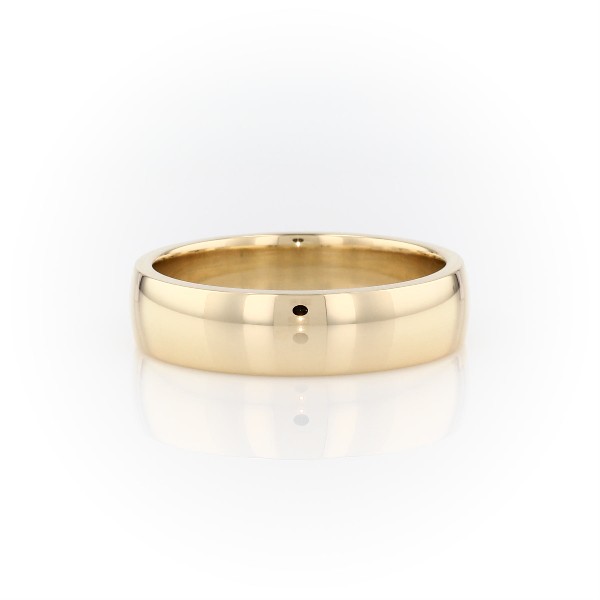 18k 金低拱内圈圆弧形设计结婚戒指（6 毫米）