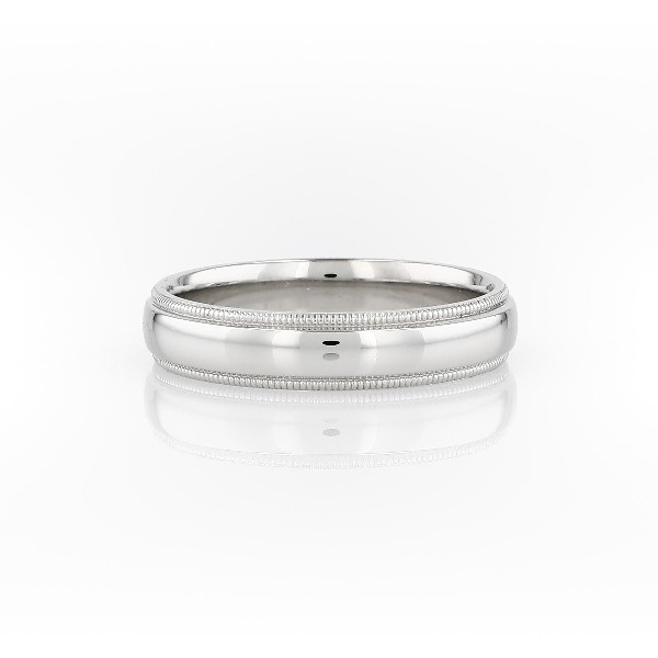 Milgrain Comfort Fit Wedding Ring in Platinum (5mm)
