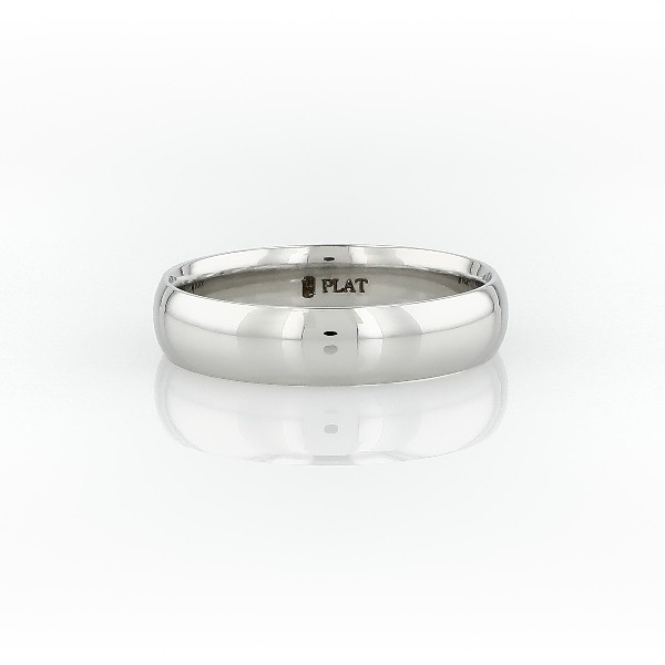 铂金中量内圈圆弧设计结婚戒指（5 毫米）