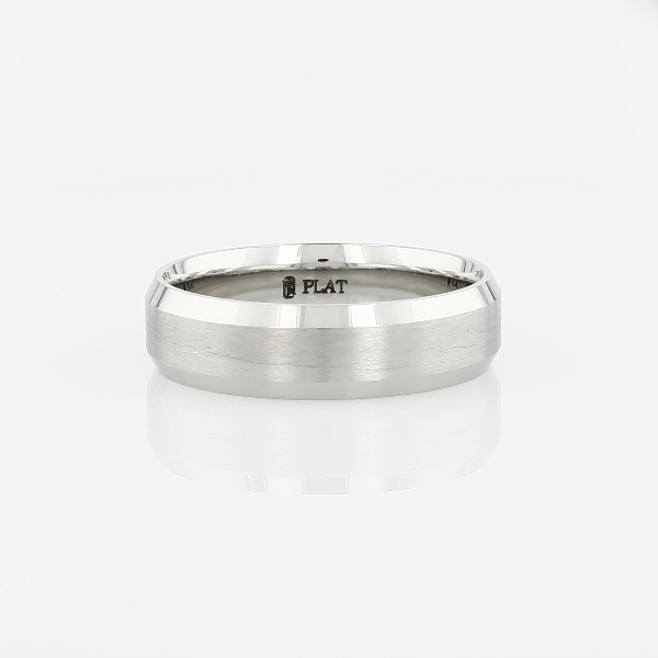 Beveled Edge Matte Wedding Ring in Platinum (6mm)