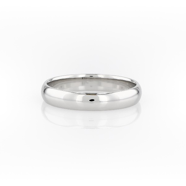 铂金中量内圈圆弧设计结婚戒指（4 毫米）