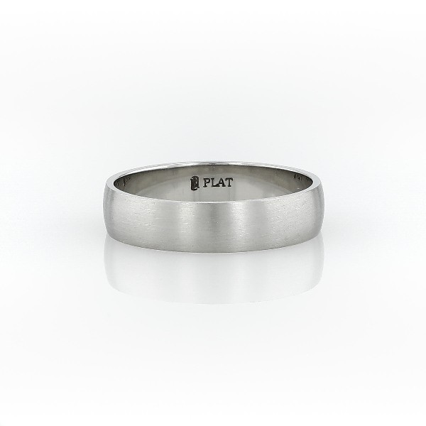 Matte Low Dome Comfort Fit Wedding Ring in Platinum (5mm)