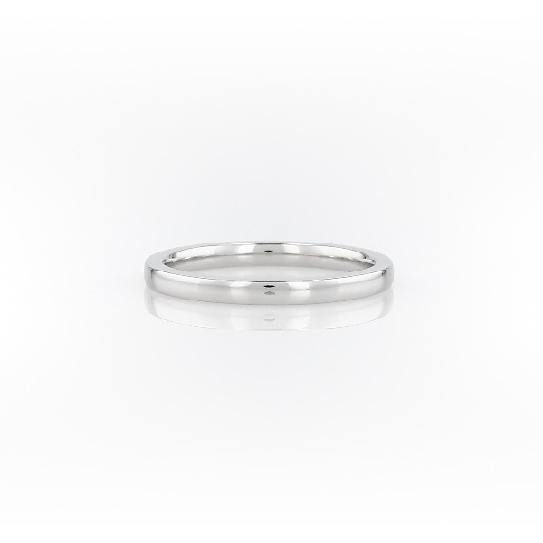 铂金低拱内圈圆弧形设计结婚戒指（2 毫米）