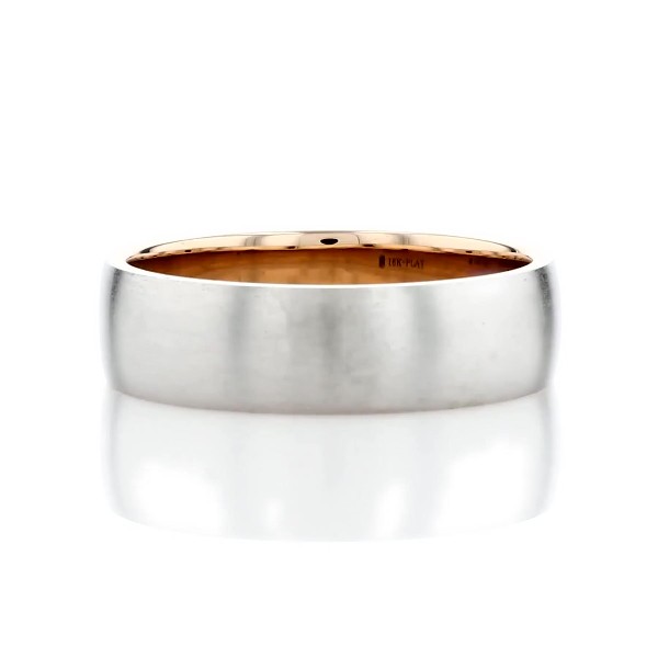 Matte Classic Wedding Ring in Platinum and 18k Rose Gold (6 mm)